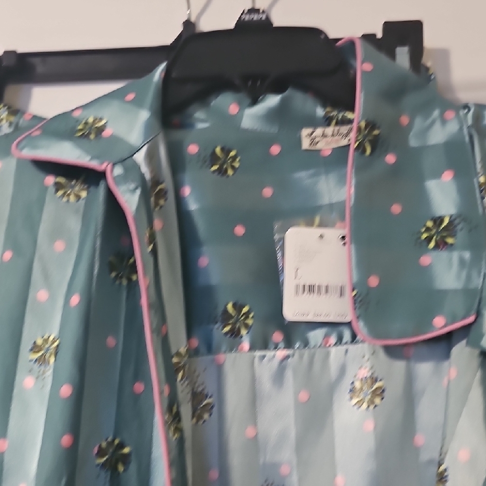 Free People Blue Pajama Set with Pink Accents